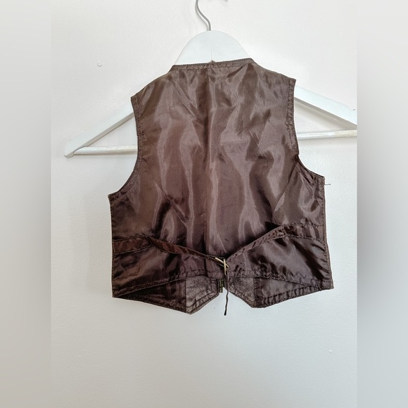Kids Suede Leather Zip Up Vest -“ Cadet Club” Brown - Size 3T - Picture 5 of 5